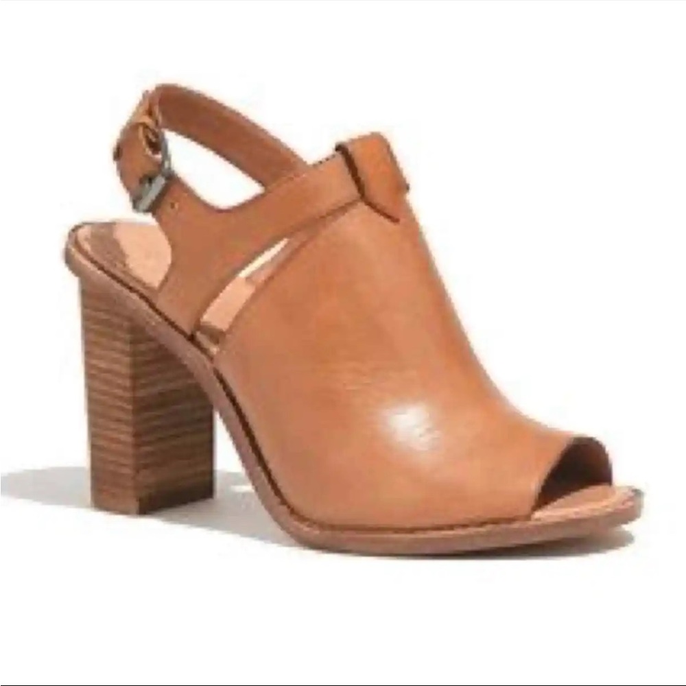 Madewell Sylvain Leather Block Heel Peep Toe Slingback Sz 7.5
